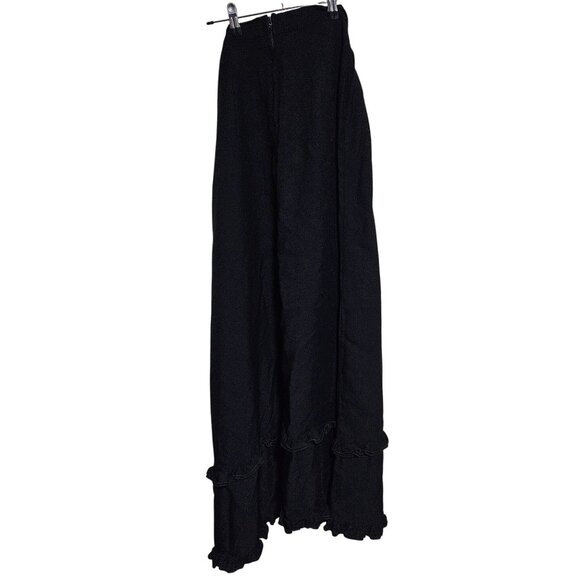 Vintage JCPenney Black Maxi Skirt Size 2 Ruffle Hem Classic Minimalist Modest - Picture 2 of 4